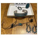 Sterling Silver bracelet, necklace, earrings