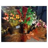 Faux flowers and vases