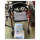 Rolling Walker w/seat, disposable underwear