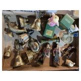 Vintage cast iron Amish figurines, brass bells