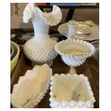 (4) Fenton hobnail candy dishes & vase