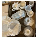 (9) Fenton Hobnail Butter dish, vase & more