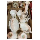 (8) Fenton Hobnail S&P shakers, vase & more