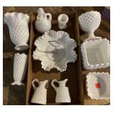 (10) Hobnail milk glass Fenton?