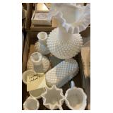 Fenton Hobnail vases, butter dish & more