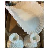 Fenton Hobnail candle holders, fruit stand