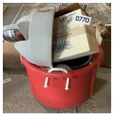 Tote, platters, and burlap