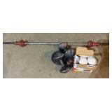 Dumbbells, weights, and bar