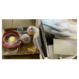 Misc glass items, some party decor and more