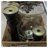 Candle pedestals and glass jar