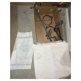 Vintage hangers, sugar and feed sacks