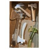 Glass hatchet figurines
