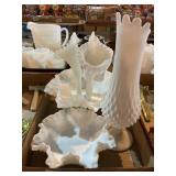 (3) Fenton Hobnail vases & bowl