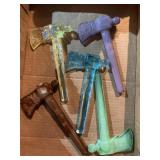 Glass hatchet figurines