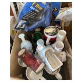 Glue gun, coffee mugs, vase, more