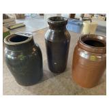 10' cock jar, 2 crock canning jars