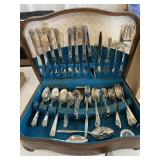 WM Roger's flatware set in wooden box