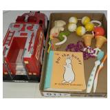 Baby toys, book and spoons