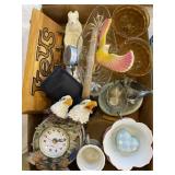 Clock, glass cups, more