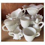 (10) milk glass dishes
