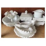 (10) milk glass dishes