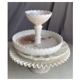 (3) Milk glass serving trays
