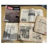 Vintage magazines and historical newspapers