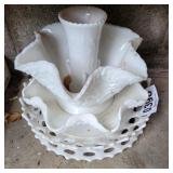 (5) milk glass pcs ( 2 cracked)