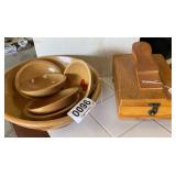 Wooden bowls, shoe shine