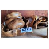 Wood bowls and serving utensils