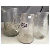 (3) Glass Pitchers