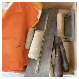 Files, trowels and shopping bag