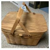 Picnic basket, plates, cups and silverware