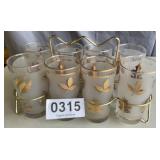 Vintage tumblers with carrier