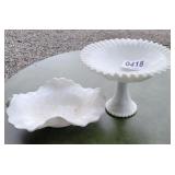 (3) large milk glass pcs