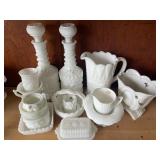 (16) milk glass dishes