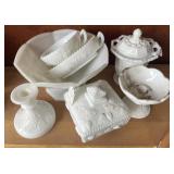 (7) milk glass dishes