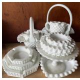 (11) milk glass ashtrays and dishes