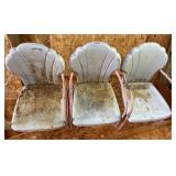 (3) Vintage metal Sea shell chairs