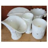 (6) milk glass dishes