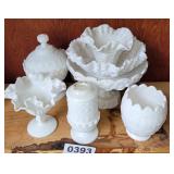 (7) milk glass candy dishes