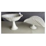 (2) vintage milk glass pieces