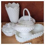 (4) milk glass dishes