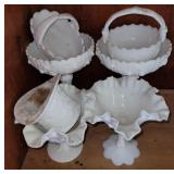 (6) milk glass candy dishes