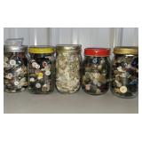 (5) jars of buttons