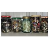 (5) jars of buttons