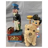 Mechanical bank, (2) Plastic banks