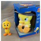 Tweety Bird cookie jar and wind up Tweety