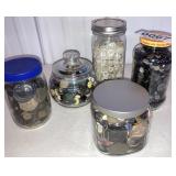 (5) jars of buttons
