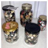 5 jars of buttons